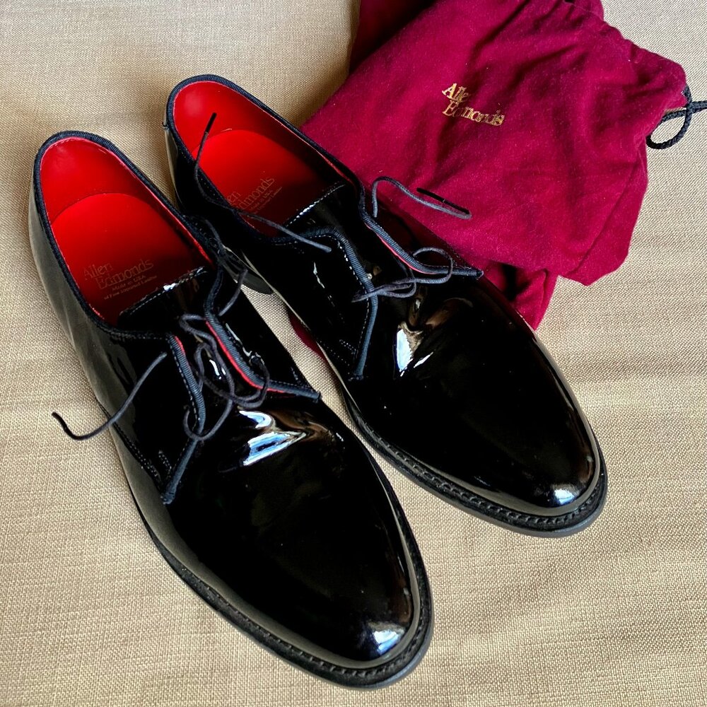 Allen Edmonds Men's Kendall Plain Toe Oxford, Black Patent, 9.5 E